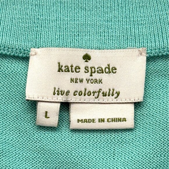 Kate Spade Short Sleeve Sweater Pearl Collar Embellish Knit Top Mint Green Sz L - Picture 4 of 7